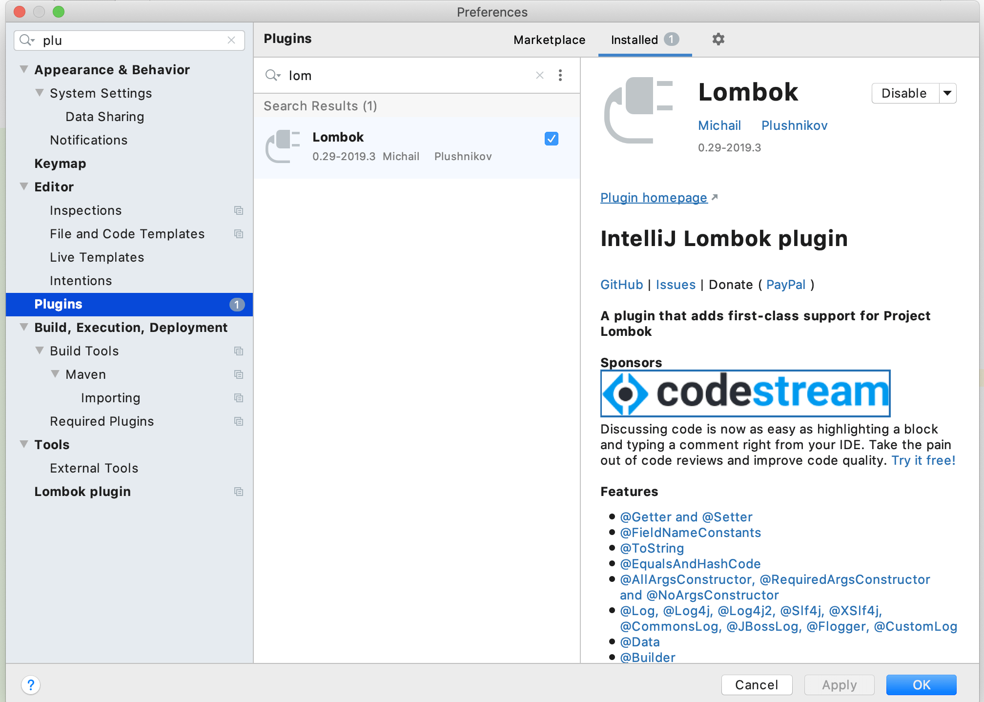 java How to fix Lombok builder() method does not seem to be
