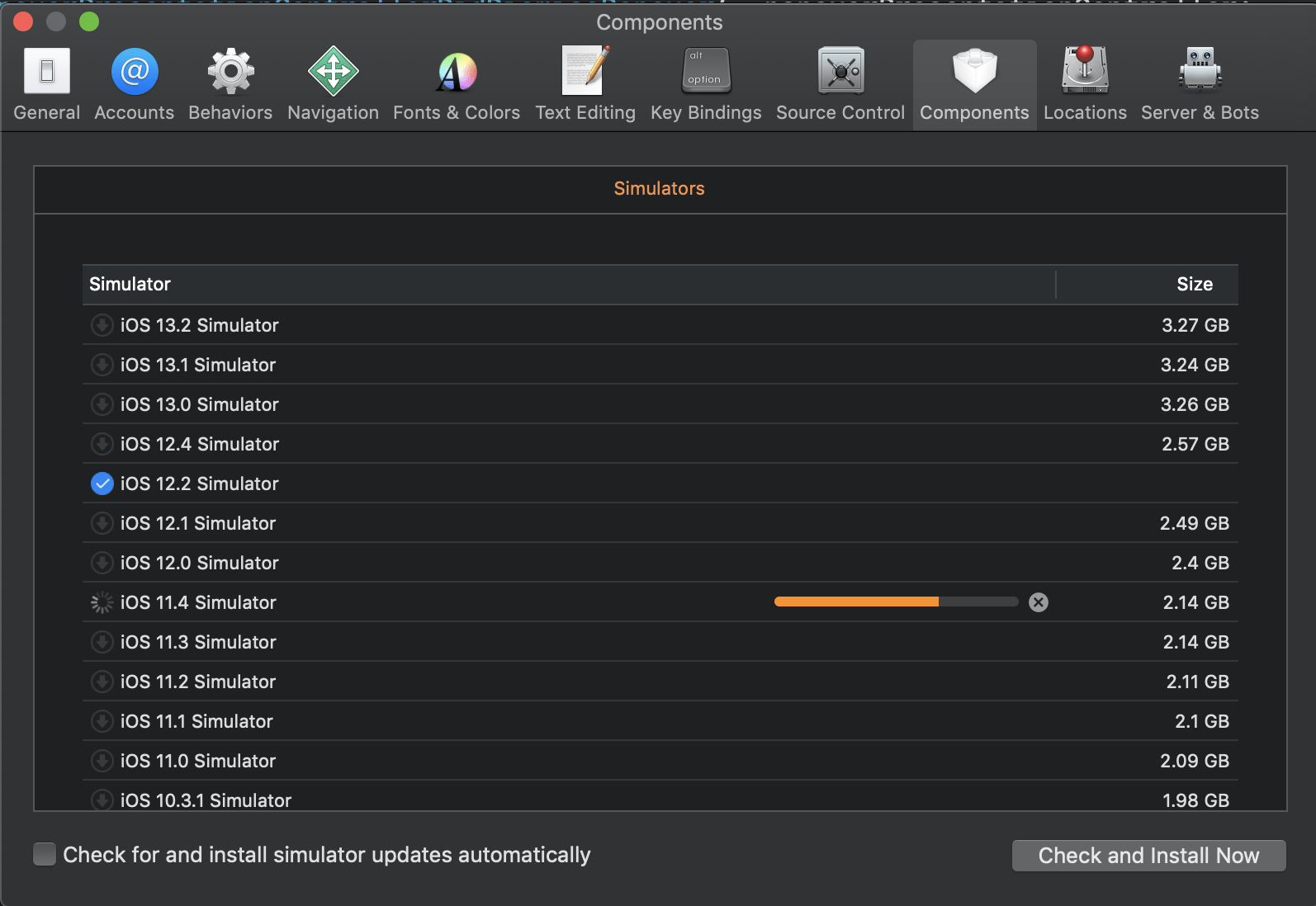 objective c Xcode/Simulator How to run older iOS version? Stack