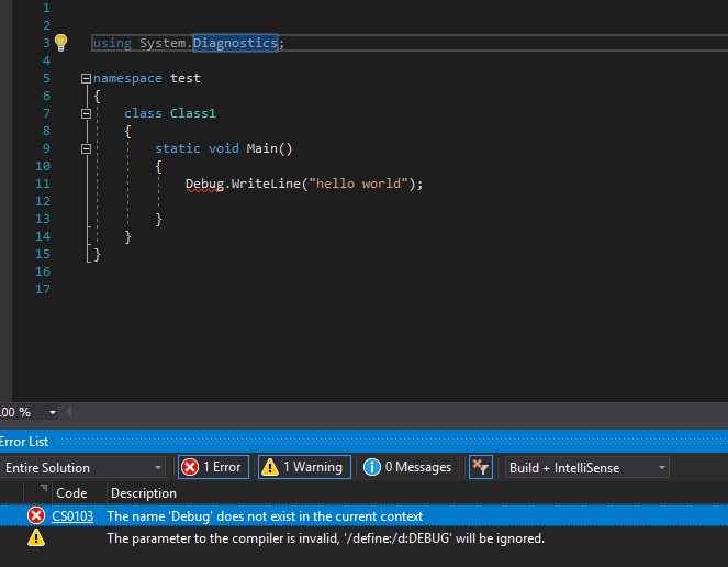 c Can't use System.Diagnostics.Debug Stack Overflow