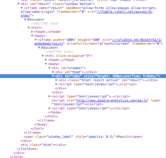 javascript Unwanted scrollbar in embedded jsfiddle Stack Overflow