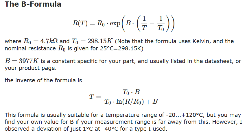 How to calculate temperature through NTC thermistor without its