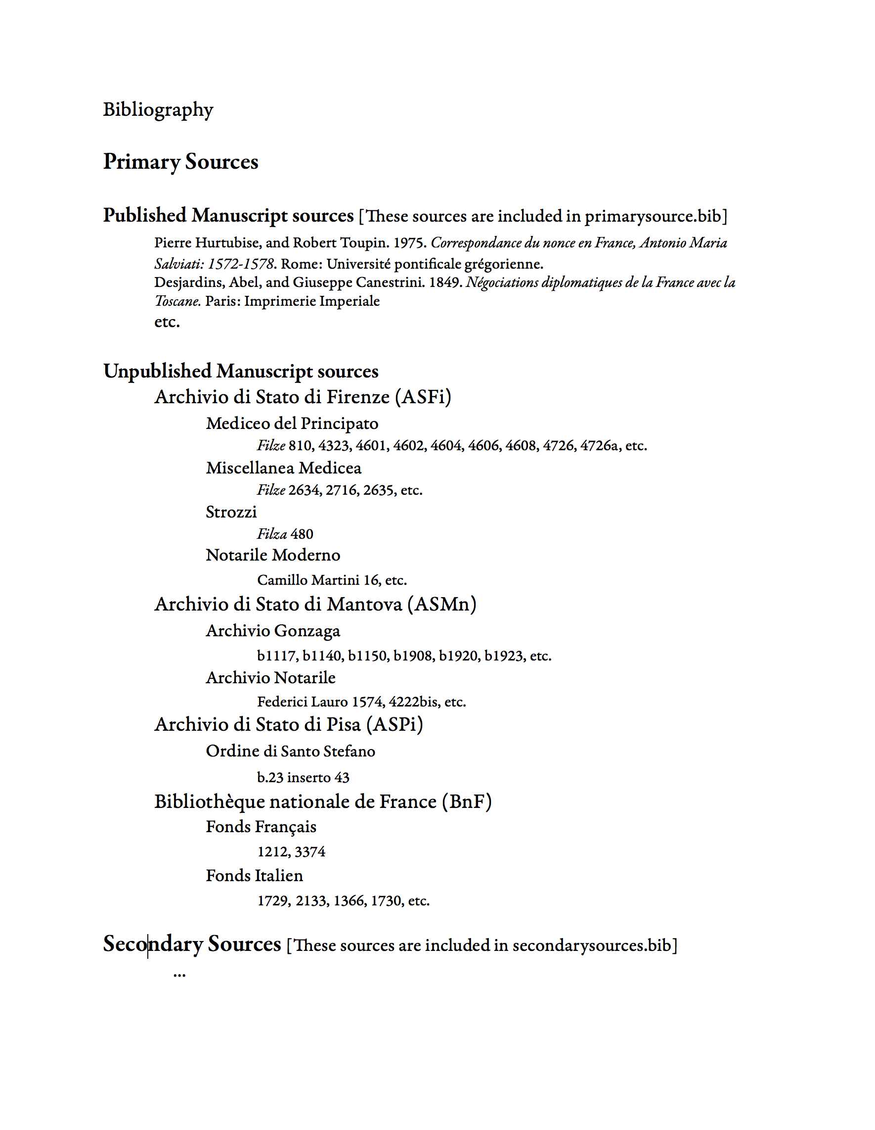 biblatex Manually adding manuscript sources on the final bibliography