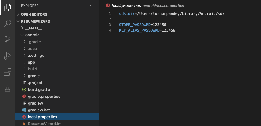 Reactnative android error when running the npx react
