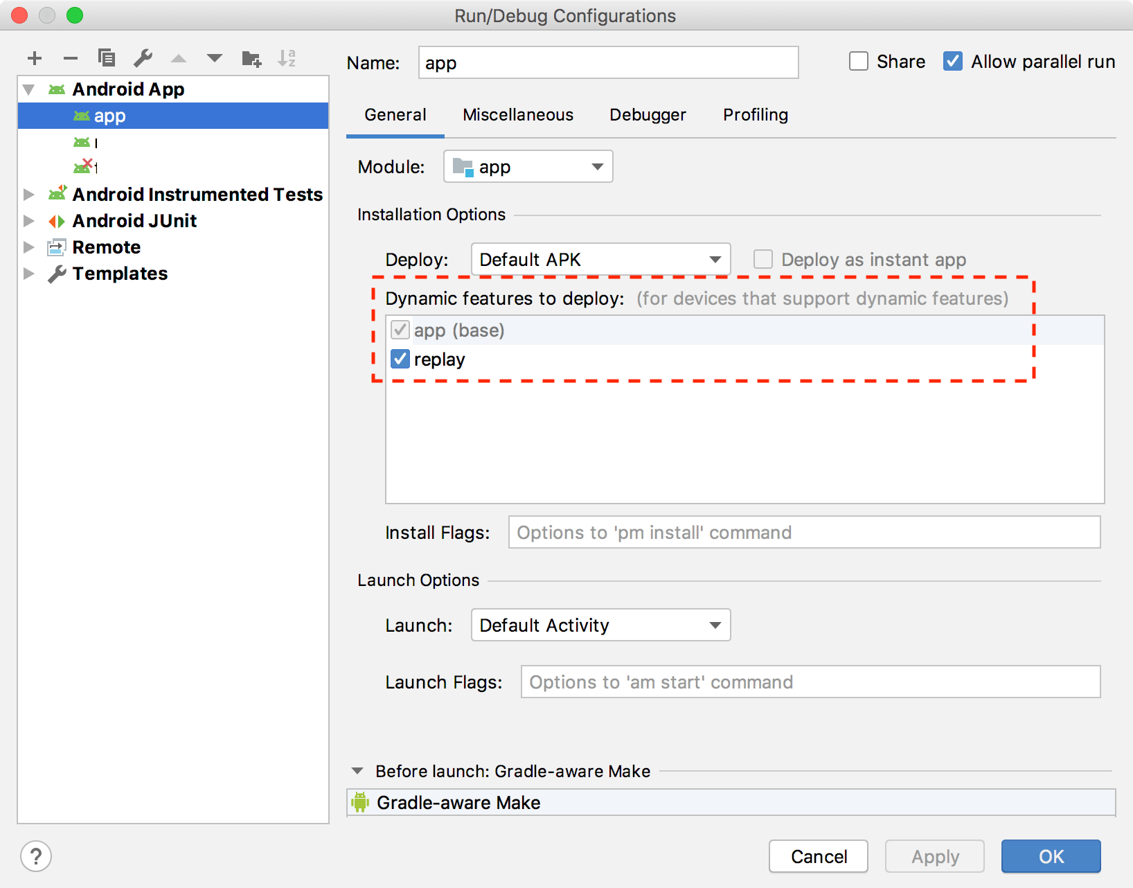 android Build apk with dynamic feature modules from command line