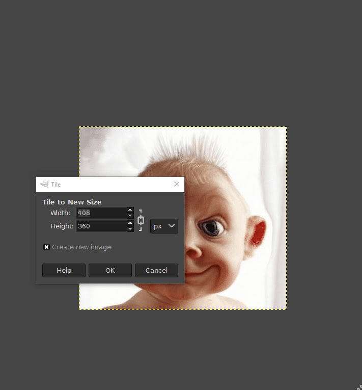 Gimp multiply one photo into matrix (mosaic) of photos automatically (make several small size