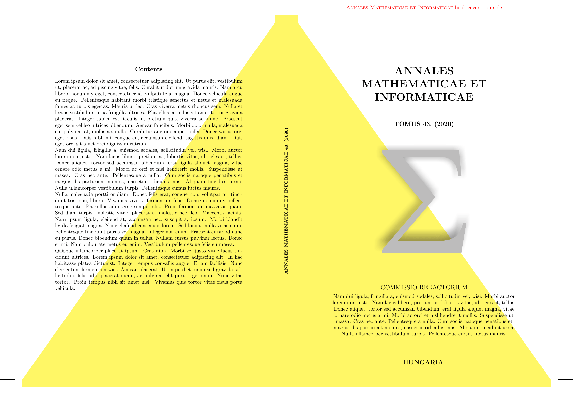 Create a book cover with spine, rear page and flaps TeX LaTeX