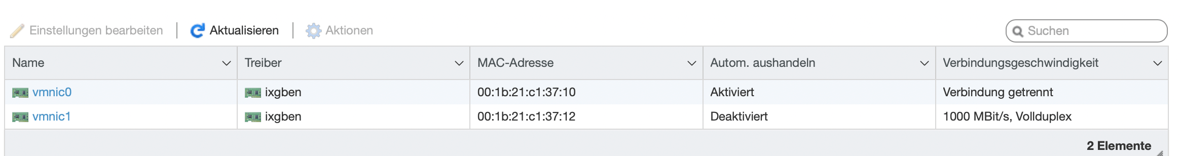 vCenter network setup