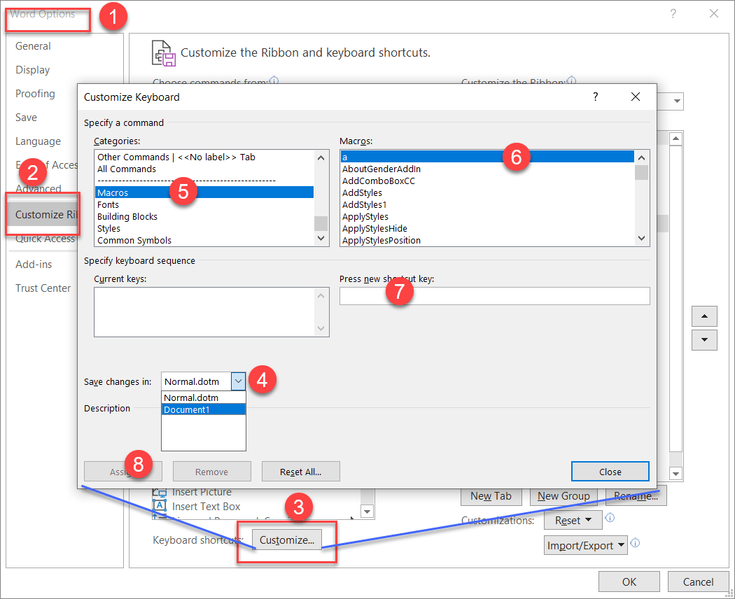 How to assign VBA to a keyboard shortcut in Microsoft Word? Super User