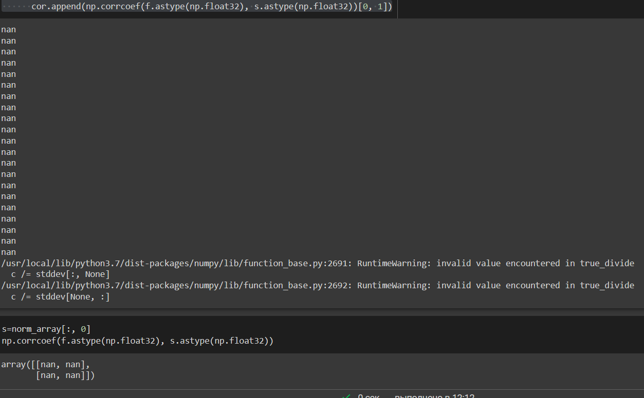 python np.corrcoef returns only nan Stack Overflow