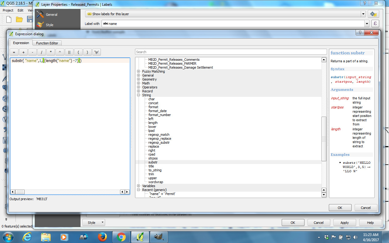 labeling Writing label expression in QGIS to remove end of string? Geographic Information