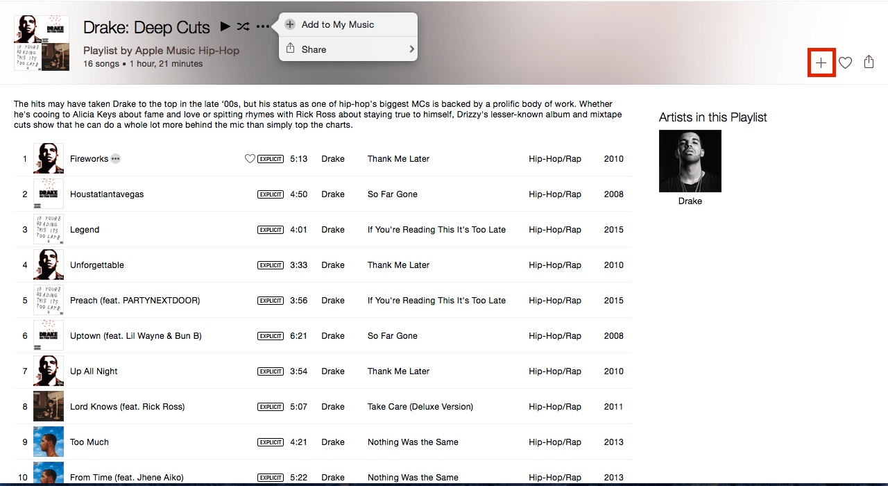 itunes How to Add All Songs of Apple Music Playlist to My Music at