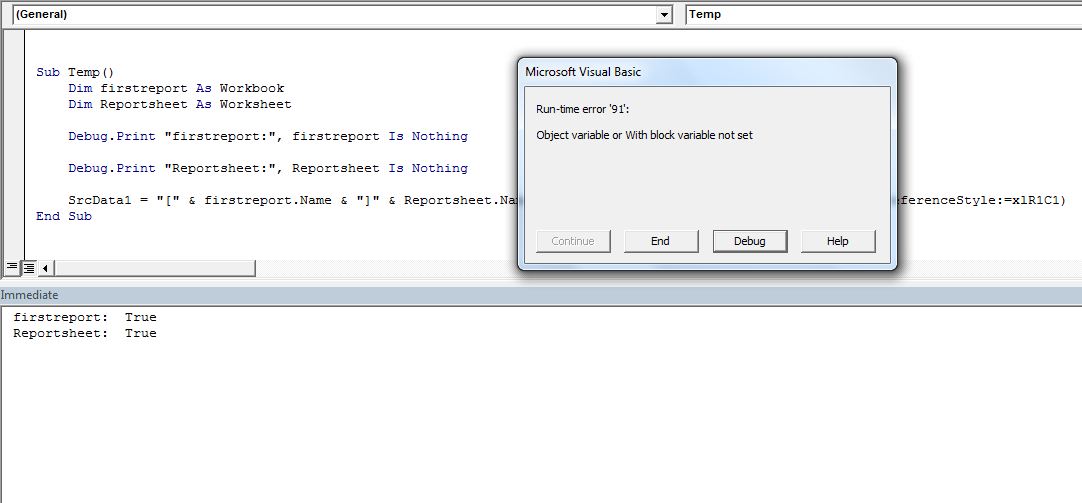vba I am getting error91 " Object variable or with block not set