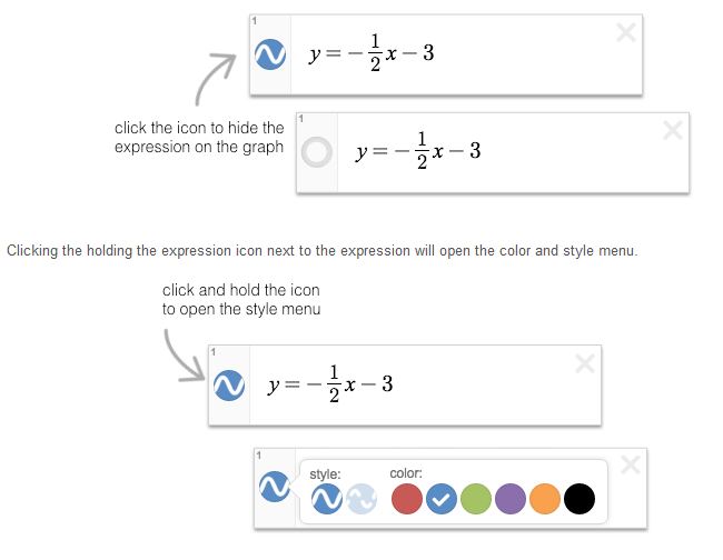 How to change the color of any function in desmos function grapher