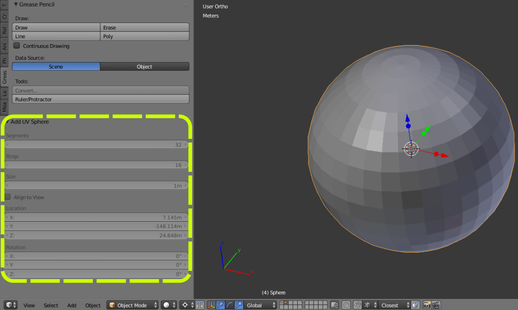 modeling why the options to modify a primitive are grayed out in
