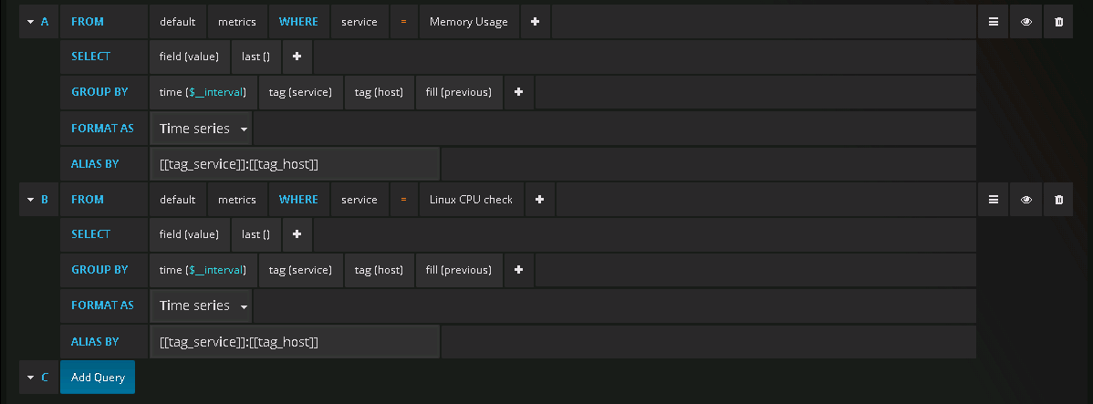 influxdb Two metrics in one panel grafana table Stack Overflow