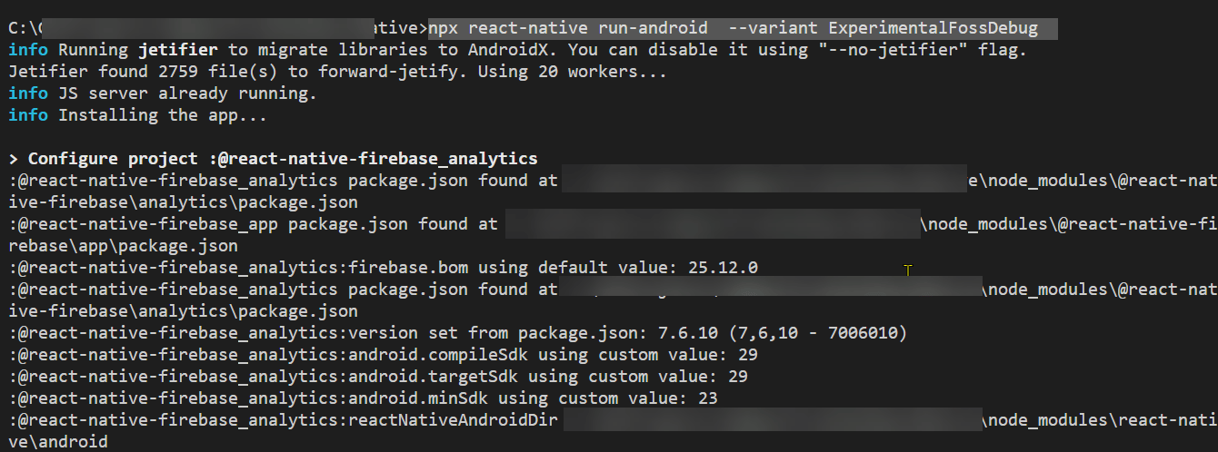 'installDebug' not found in root project 'android' React Native Stack