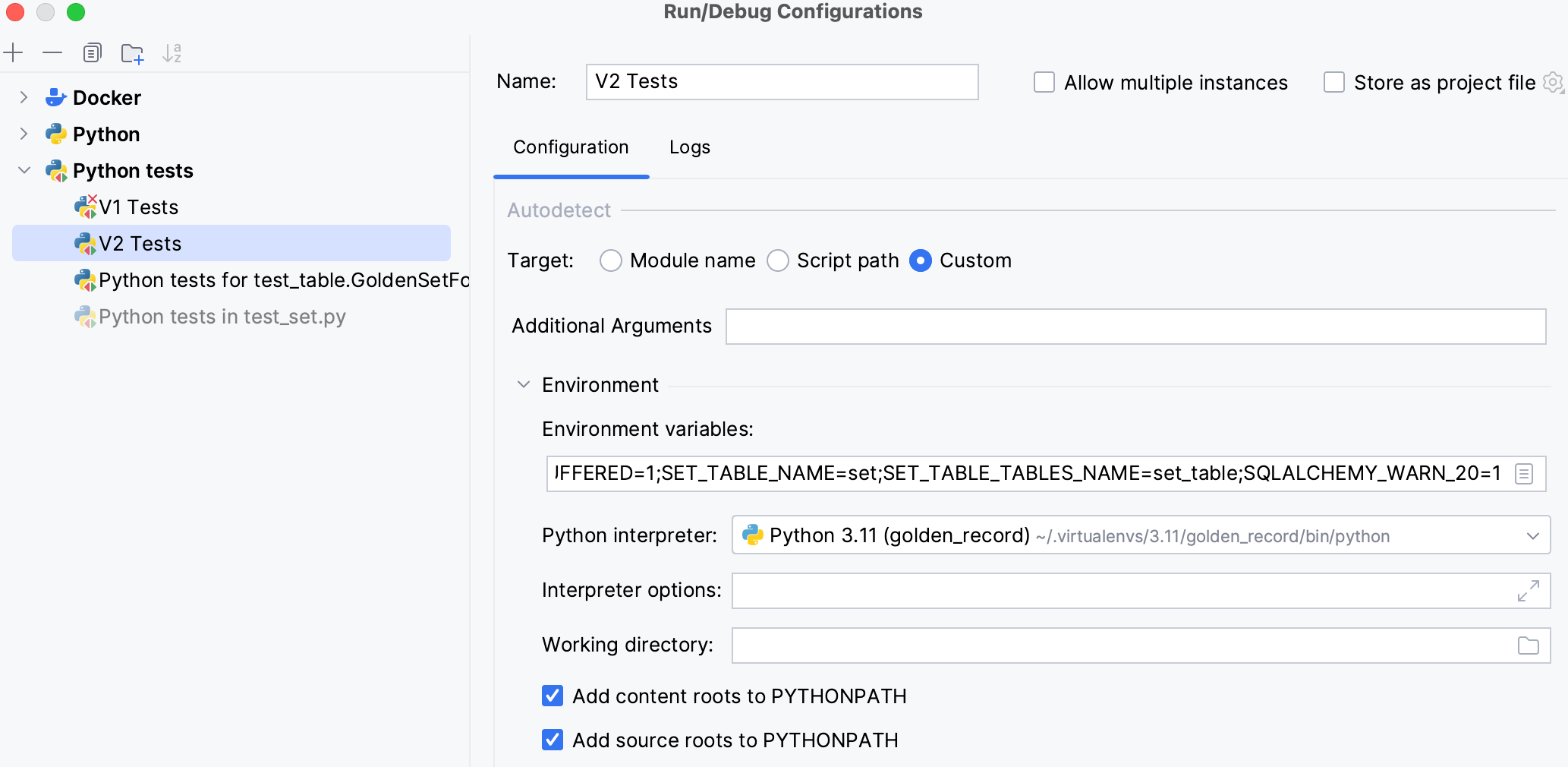 pycharm How to run one test method using a permanent run