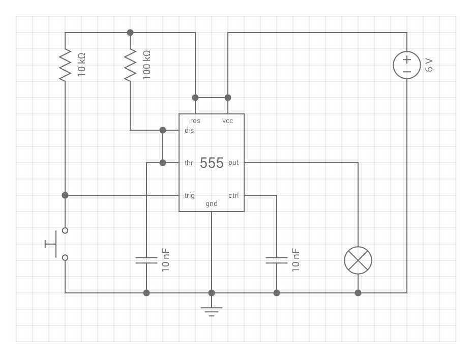 Monostable 555 Timer Circuit Diagram