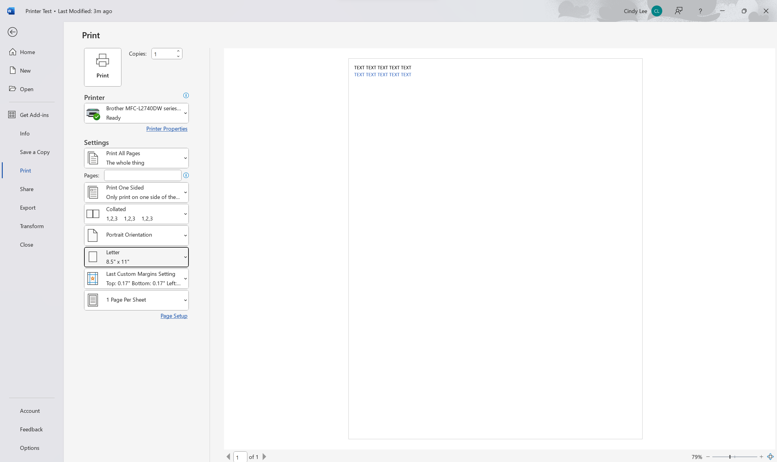 printing Windows prints different margins than specified in the