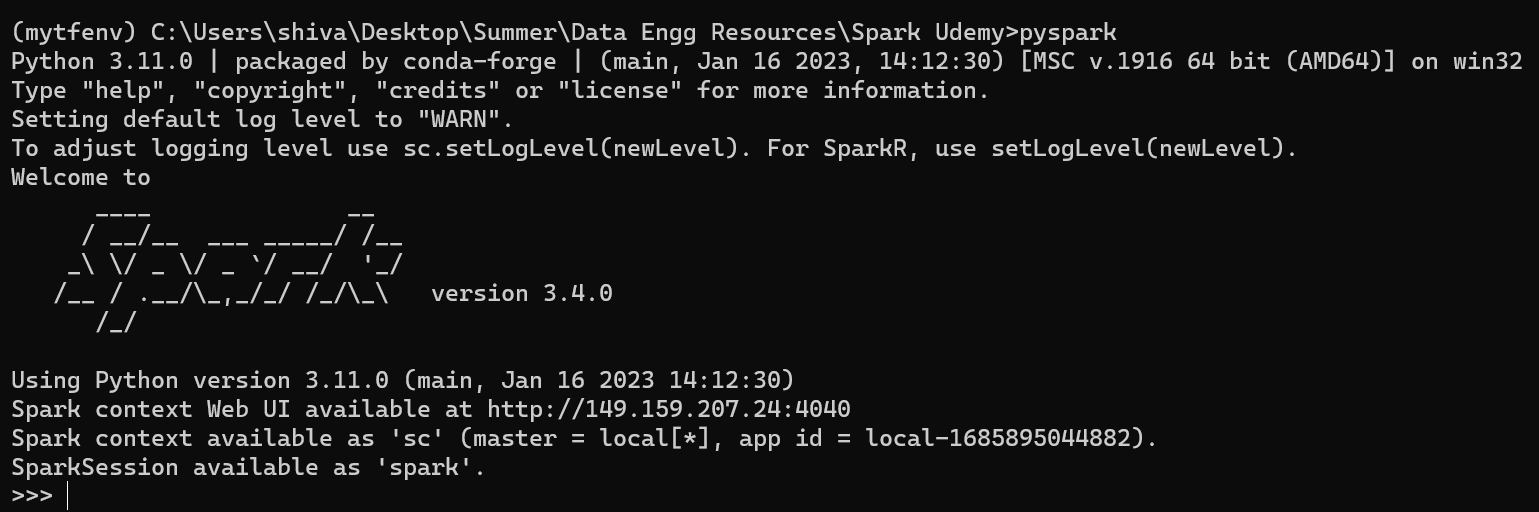 python Why does executing a file in PySpark environment show 'No