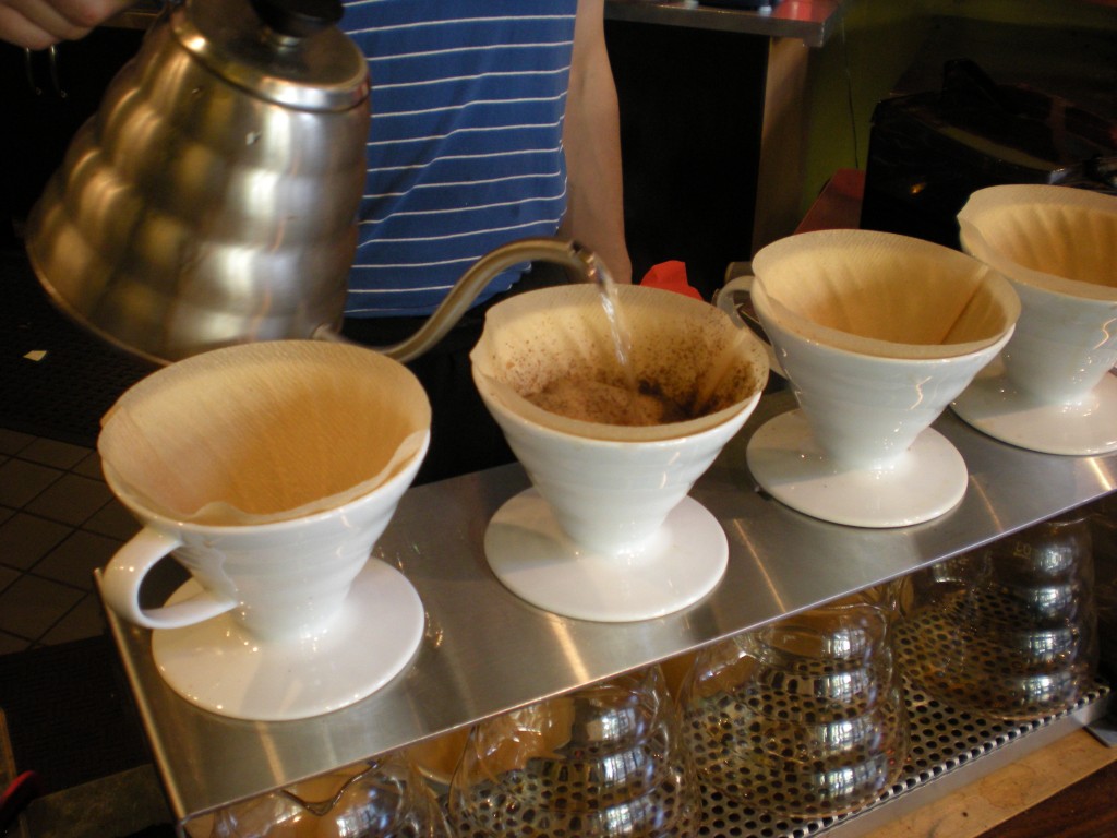 Should we describe the process of brewing a single cup via pouring