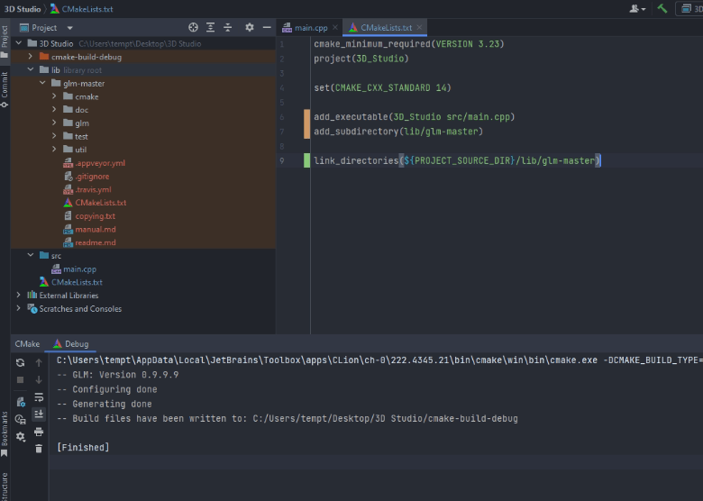 How to include external library in C++ from GitHub using CLion and
