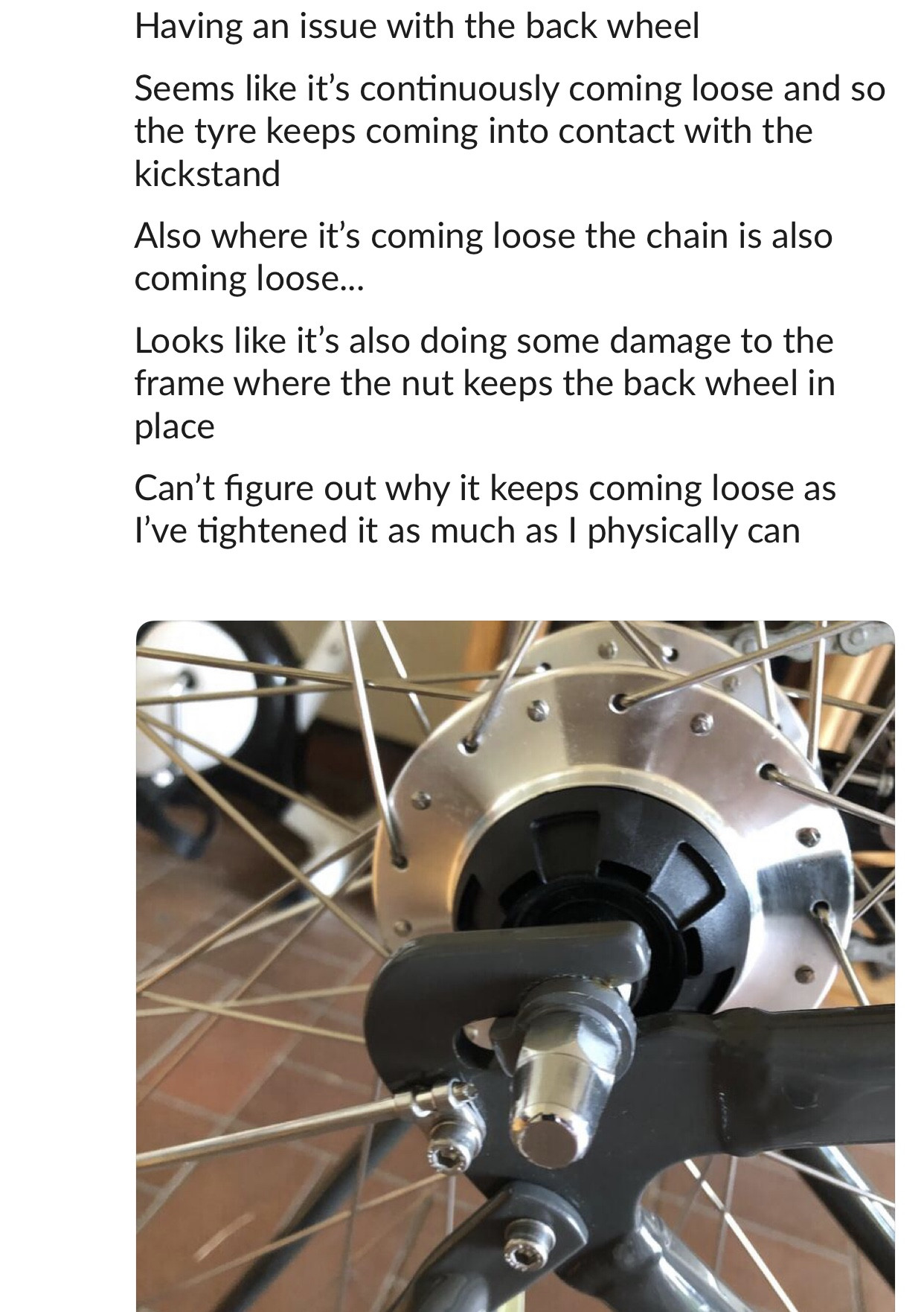 tire Back wheel continuously coming loose Bicycles Stack Exchange