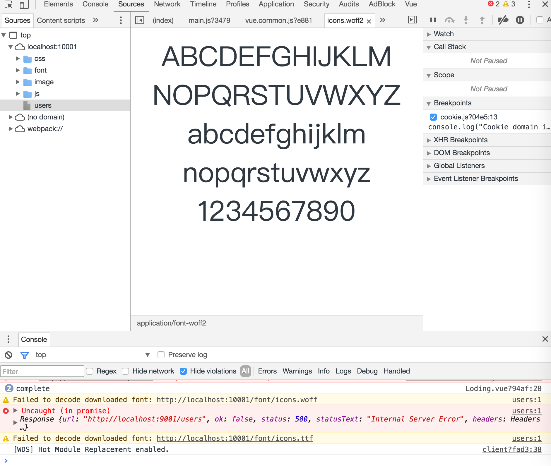 [vue]use semantic.min.css icon font error Failed to decode downloaded