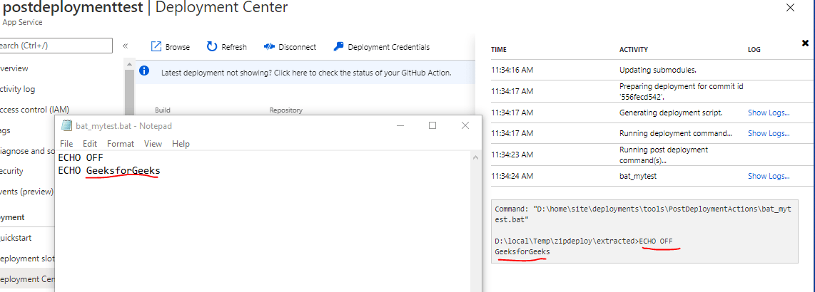 Run Post Deployment Action on Azure App Service Stack Overflow