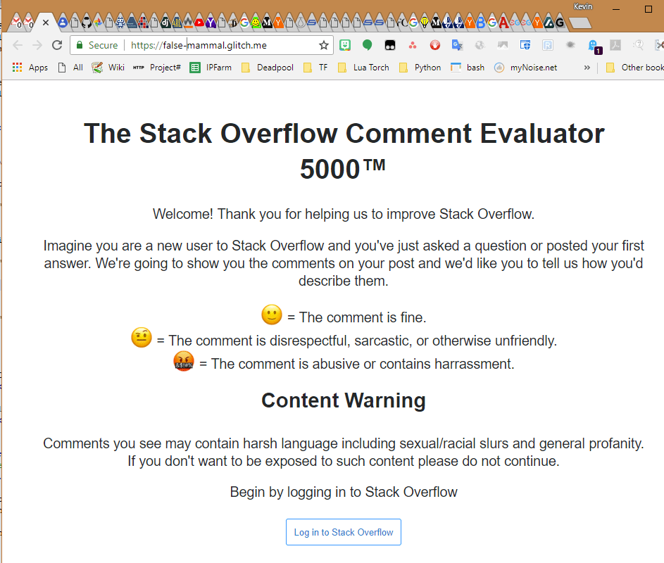 Please host the Stack Overflow Comment Evaluator 5000™ under Stack