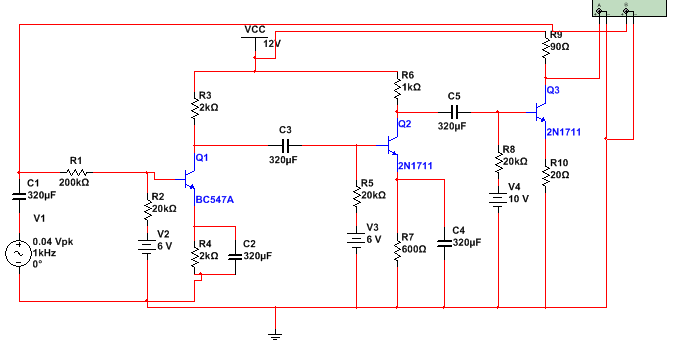 3 stage bjt amplifier circuit