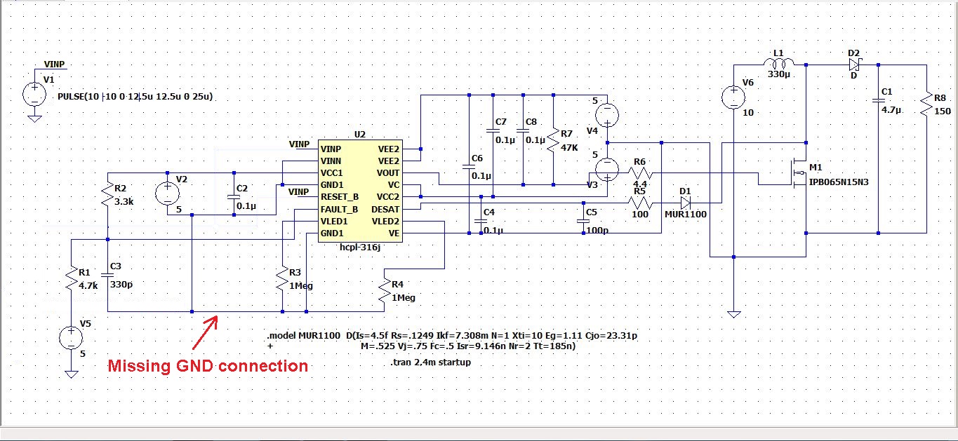 Electrical Problem driving IPB065N15N3G MOSFET with HCPL316J driver