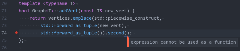 c++ "expression cannot be used as a function" in return statement