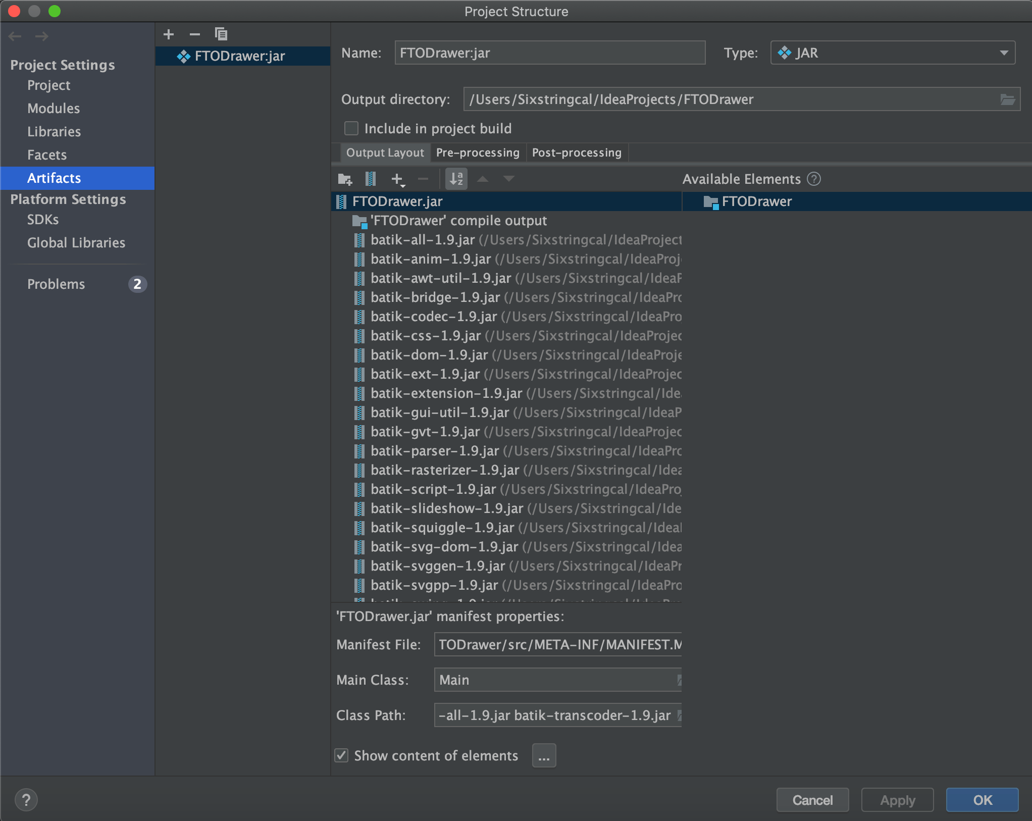java .jar file (using Batik dependencies) works only in specific