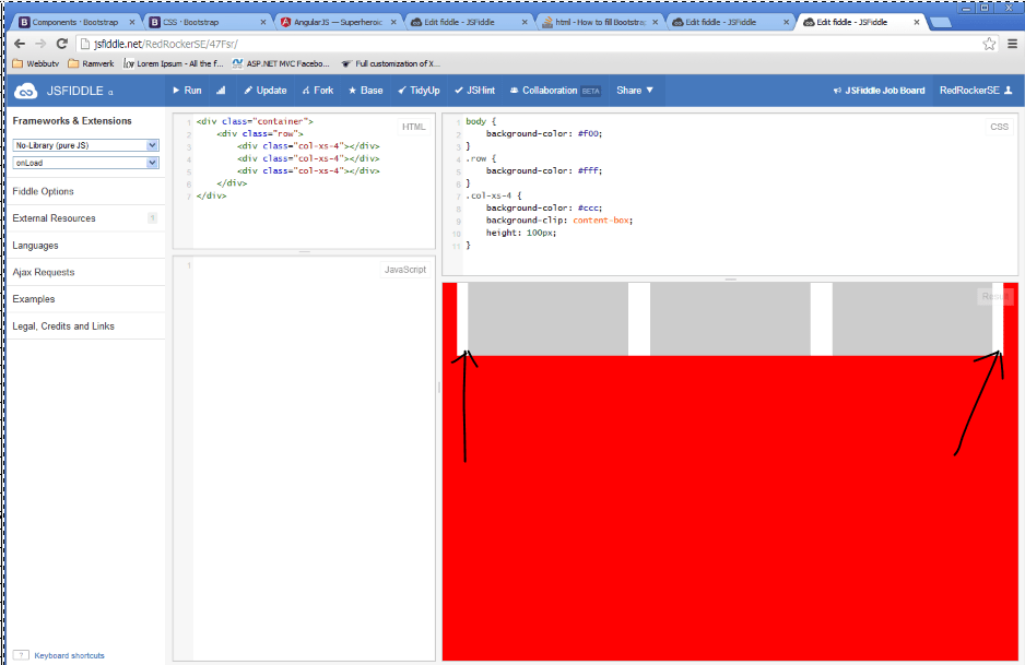 html How to fill Bootstrap 3 column with a color while remaining