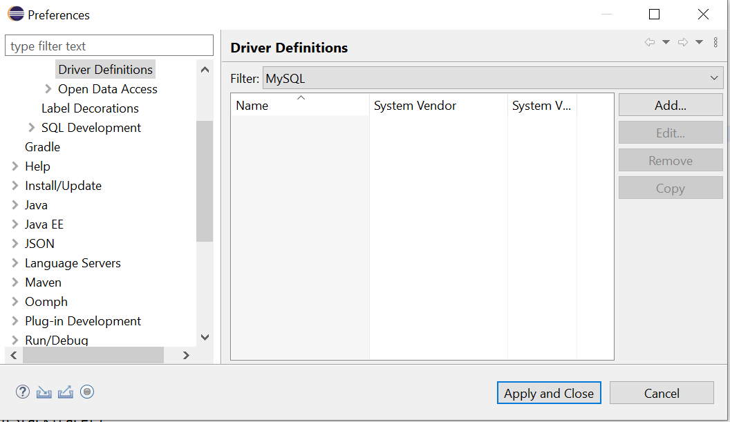 java How do I add mySQL JDBC Driver when creating a Driver definition