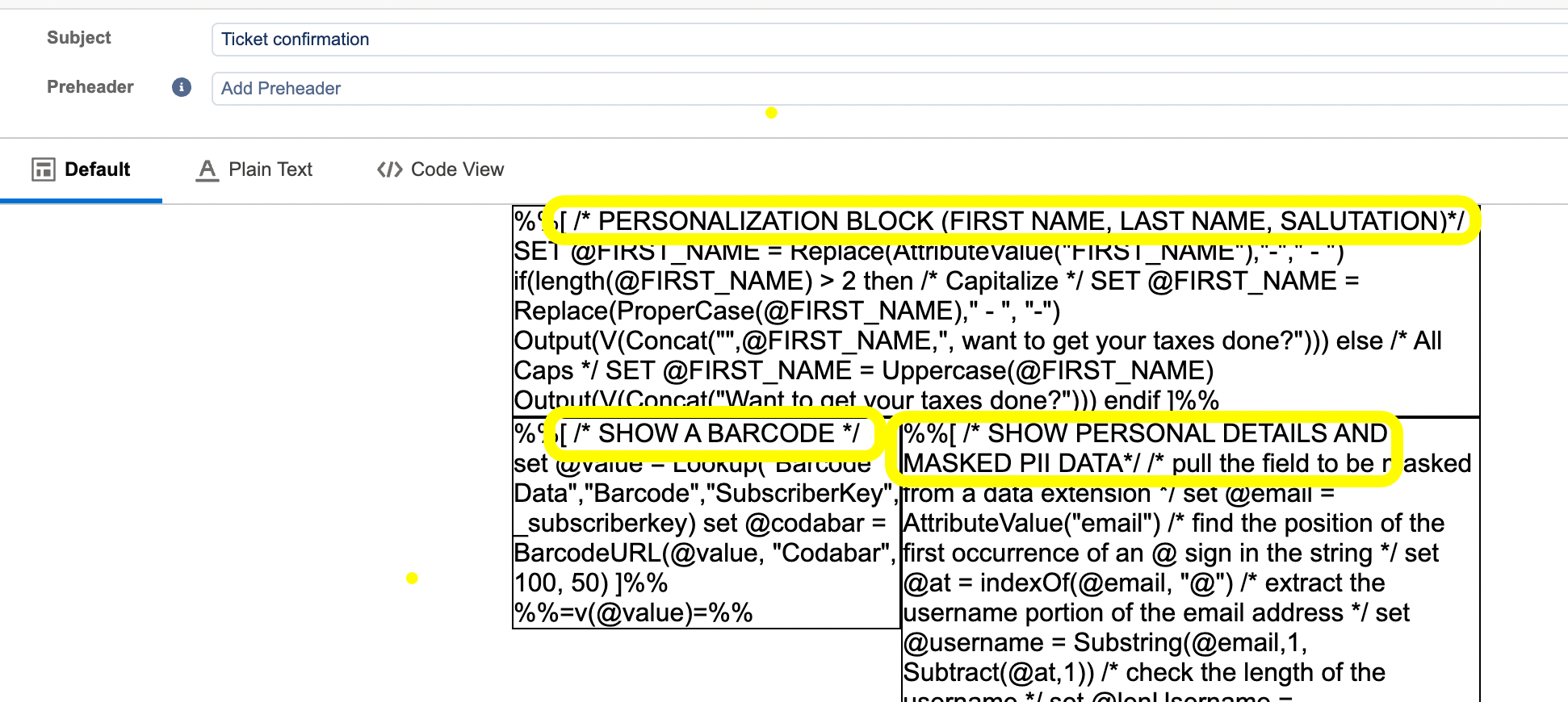 marketing cloud How hide and display amp script from SFMC