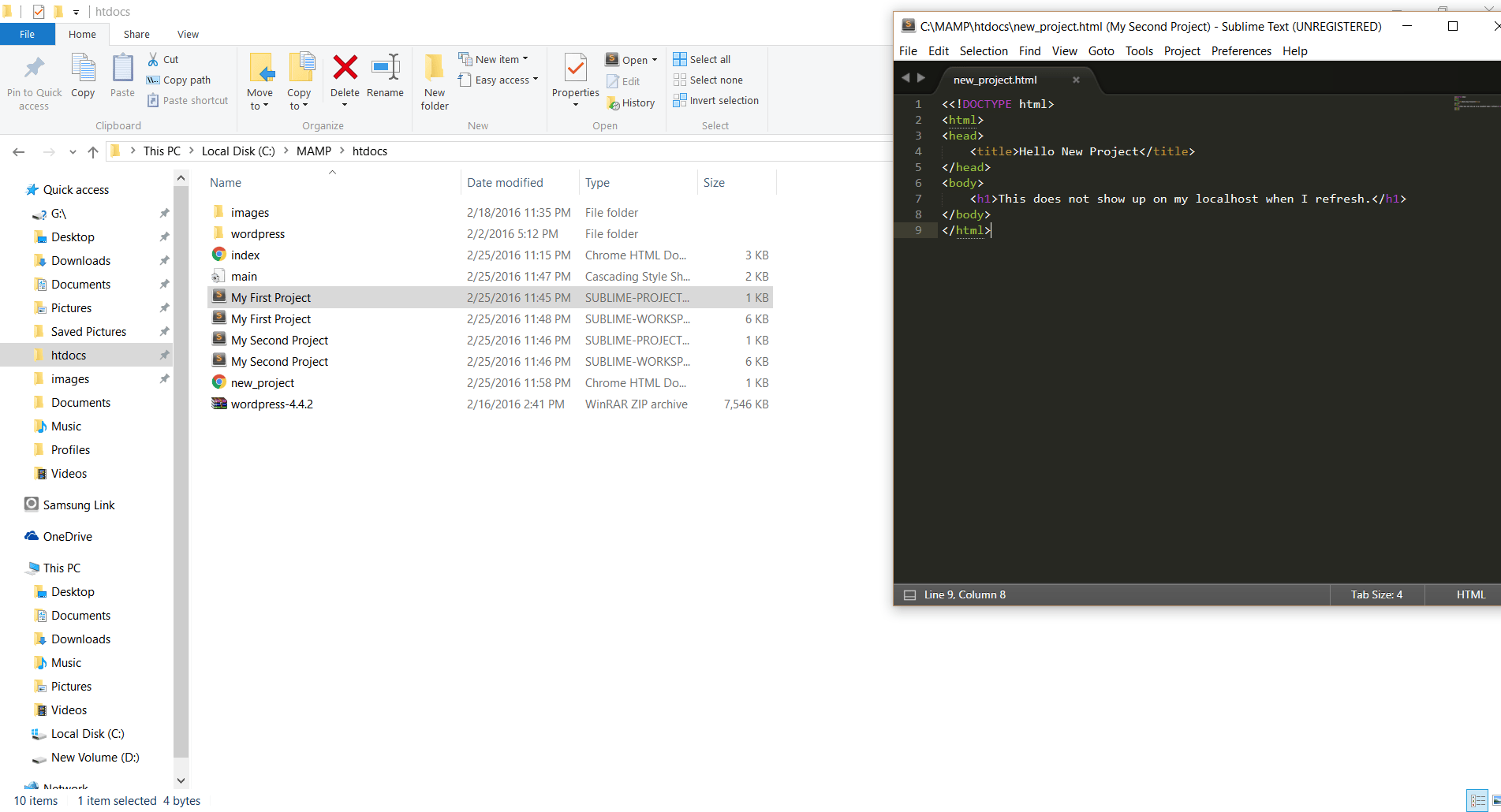 html My MAMP localhost only runs one project on my code editor