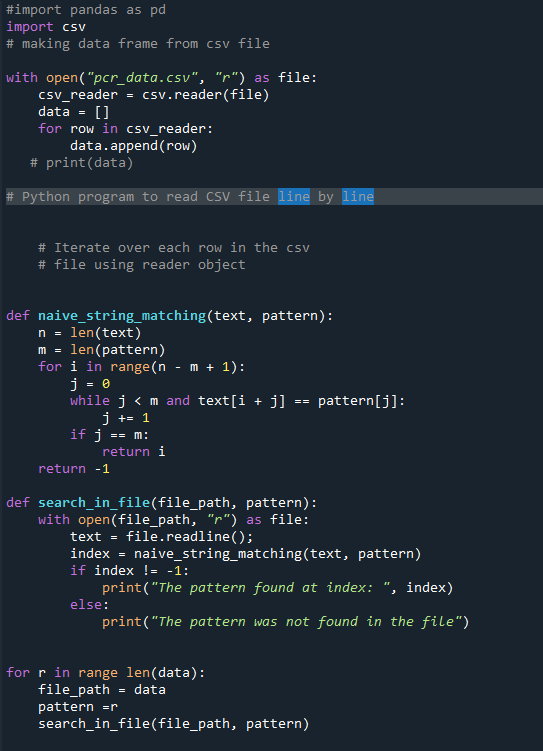python apply naive algorithm on cvs file Stack Overflow