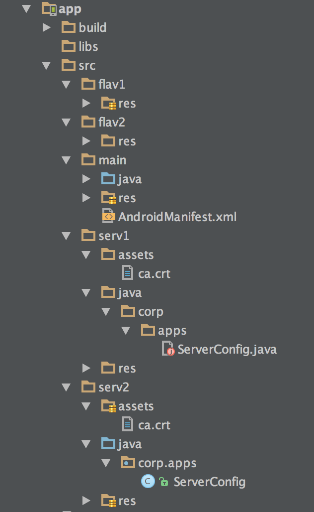 android Matching server configuration with many production flavors