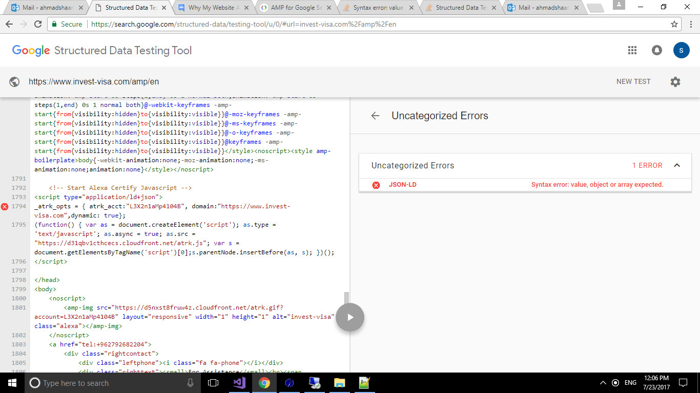 amp html Syntax error value, object or array expected Stack Overflow