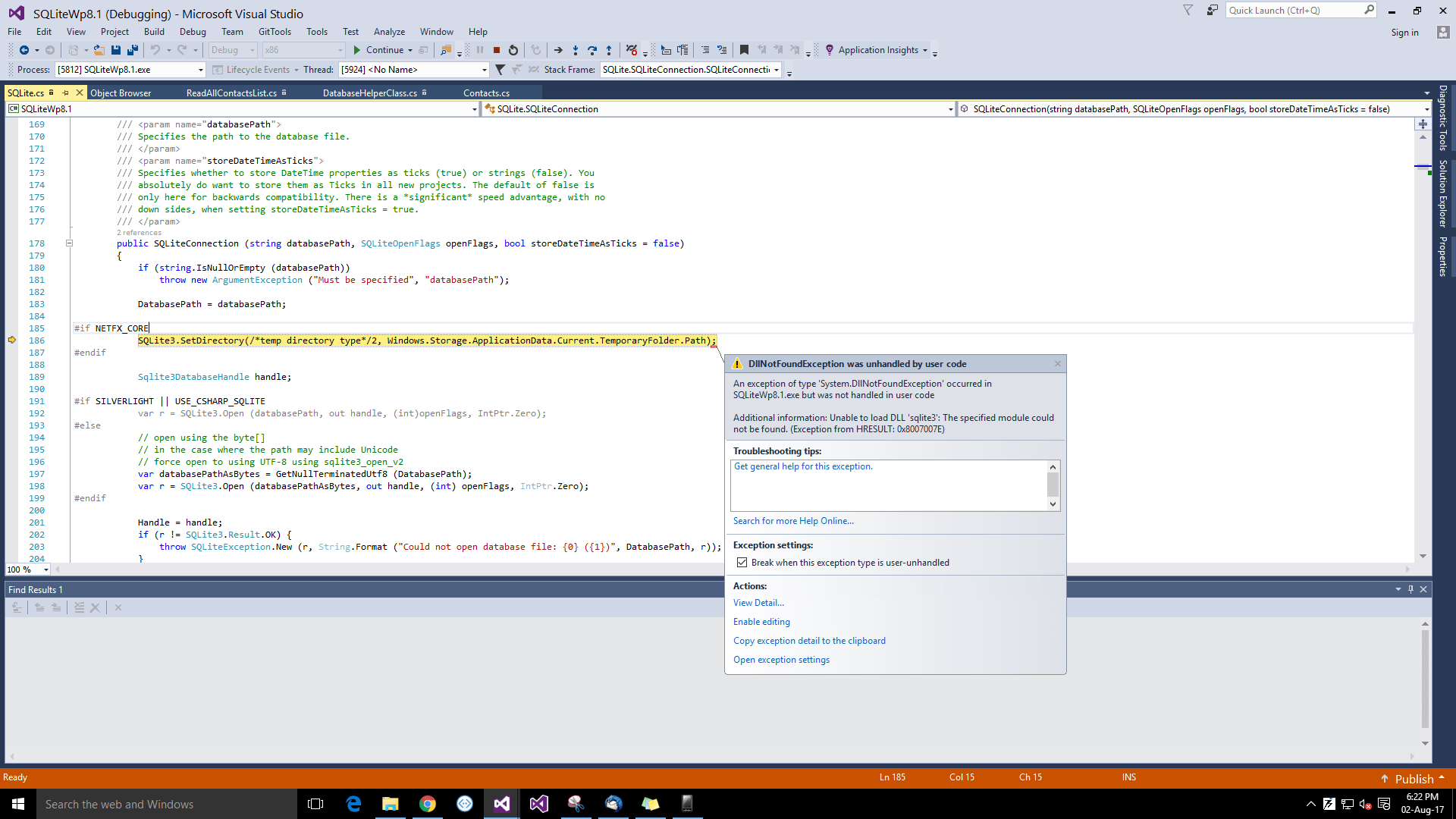 c Create SQLite database in windows phone 8.1 Stack Overflow