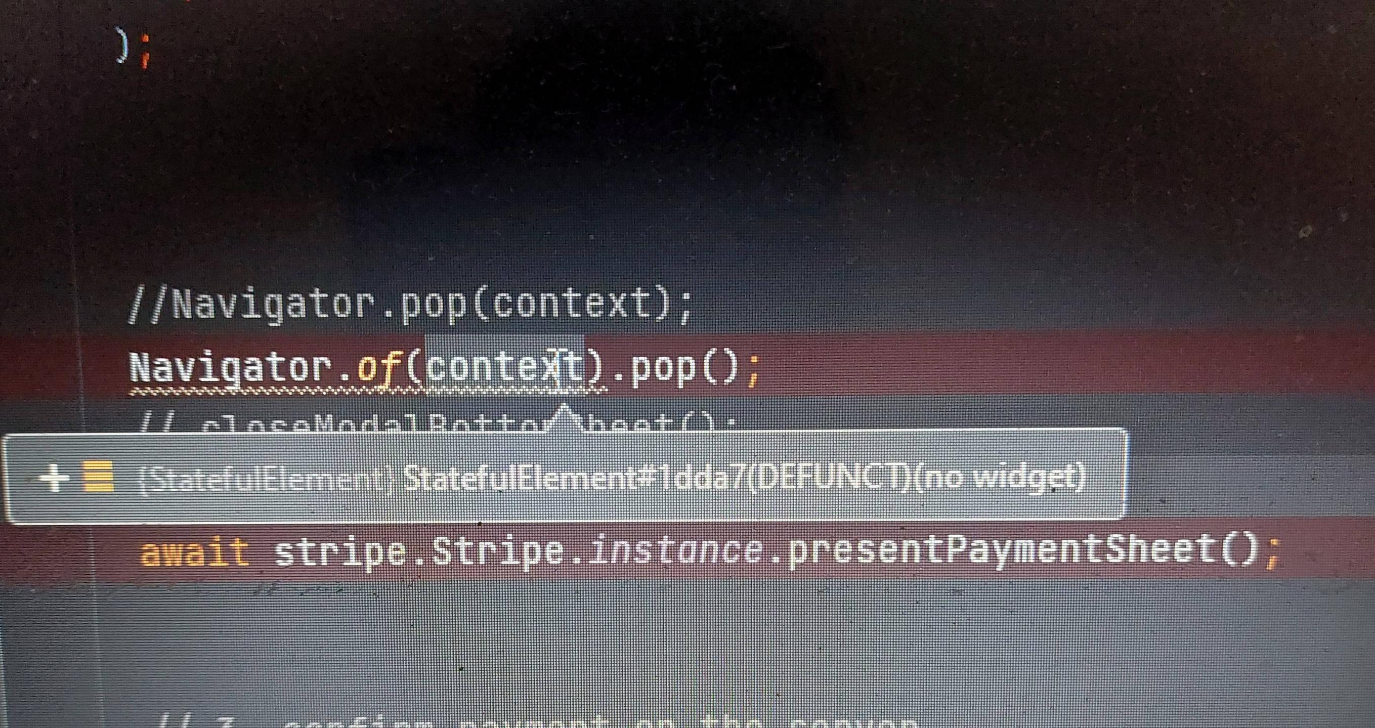 flutter I get No Widget error if I don't do Navigator.of(context).pop