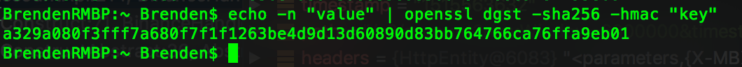 bash Openssl dgst sha256 hmac different signatures than online