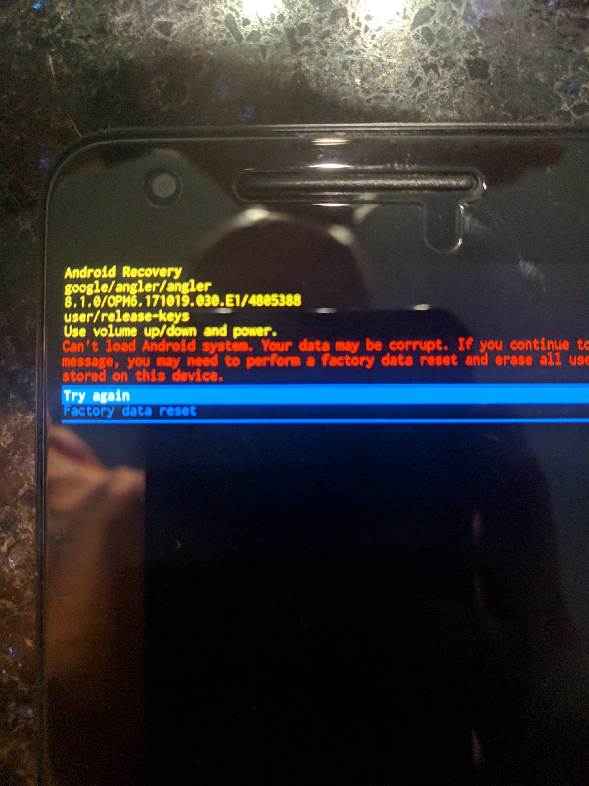 Attempted Nexus 6P bootloop fix, then factory reset, now won't boot at