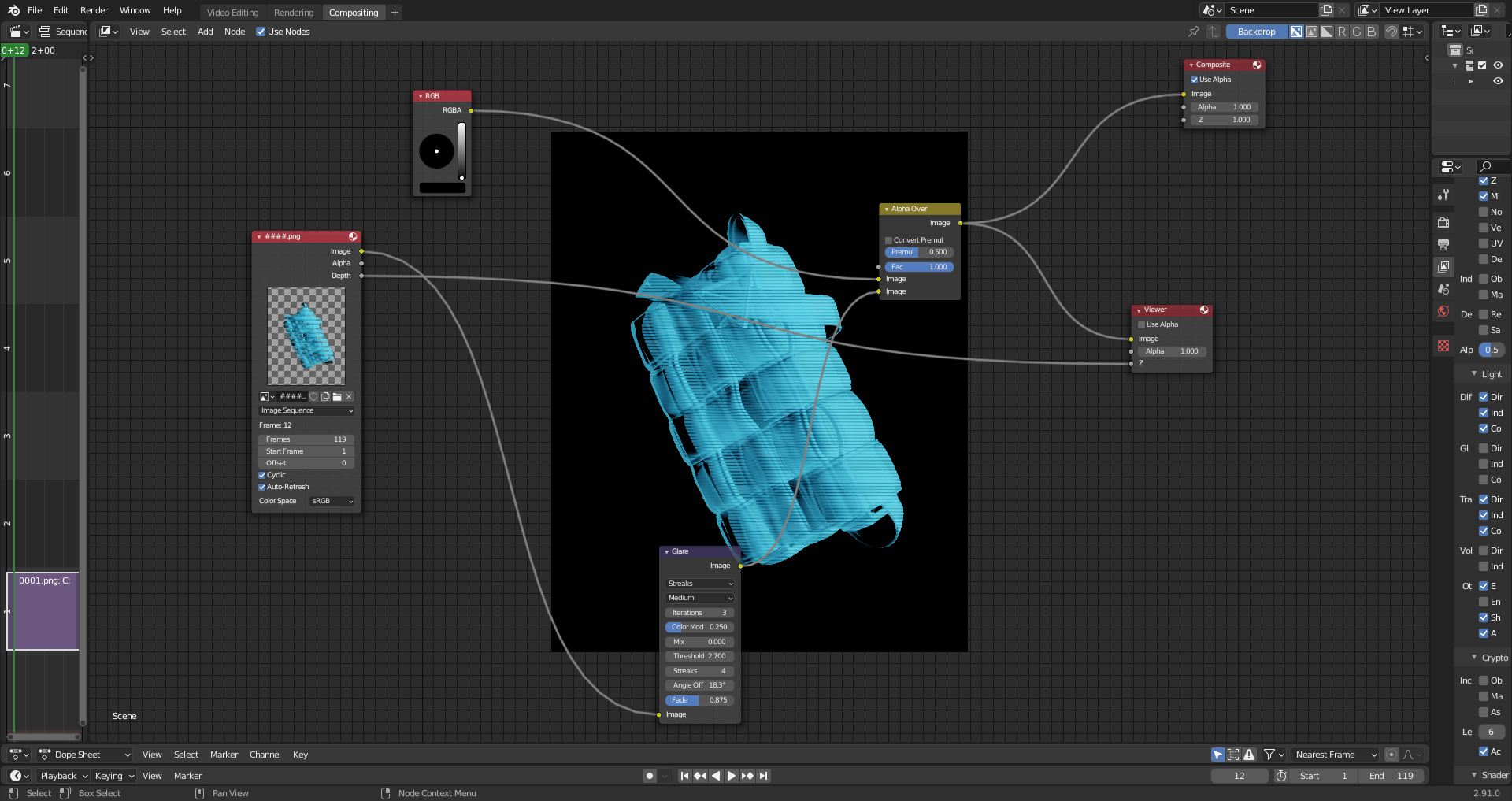 compositing nodes How to composite an image sequence rendered in PNG