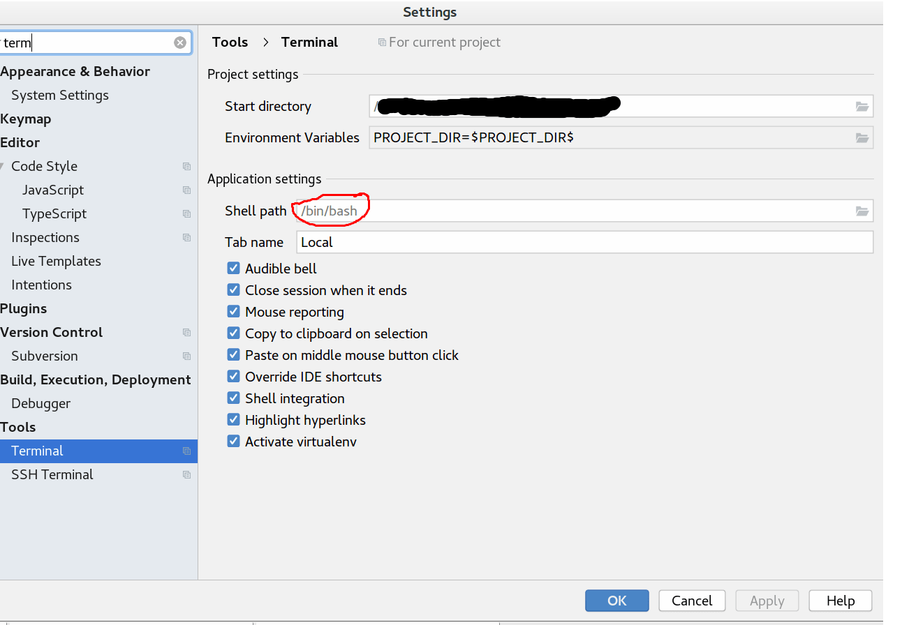 scroll Scrolling up one line in bash, when opened via the PyCharm IDE