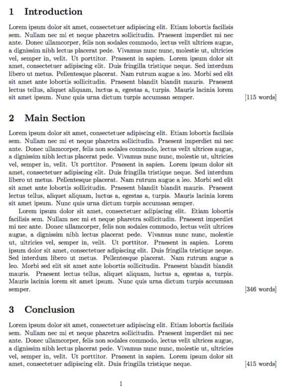 article wordcount by section when sections were formally known as