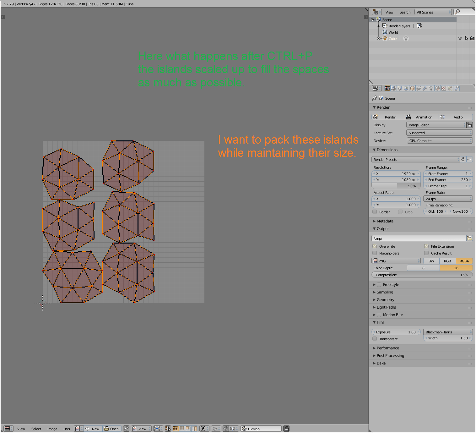 Pack UV islands with their same scale? Blender Stack Exchange