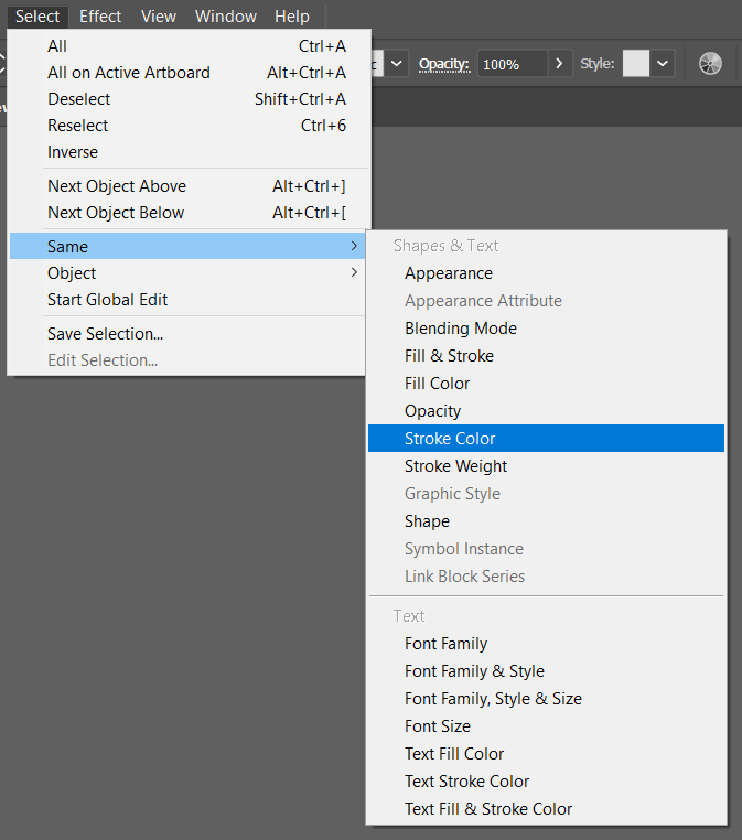 vector How to change outline color with eyedropper in Adobe